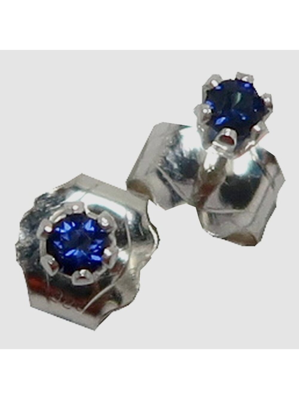 Blue Sapphire Stud Earrings Sterling Silver Faceted Gemstone Jewelry Gift For He